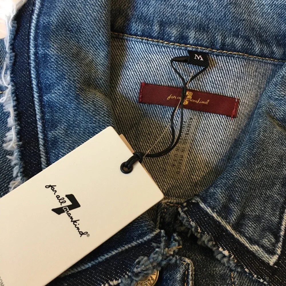 7 For All Mankind Raw Edge Collar Denim Jacket NWT - Picture 7 of 8